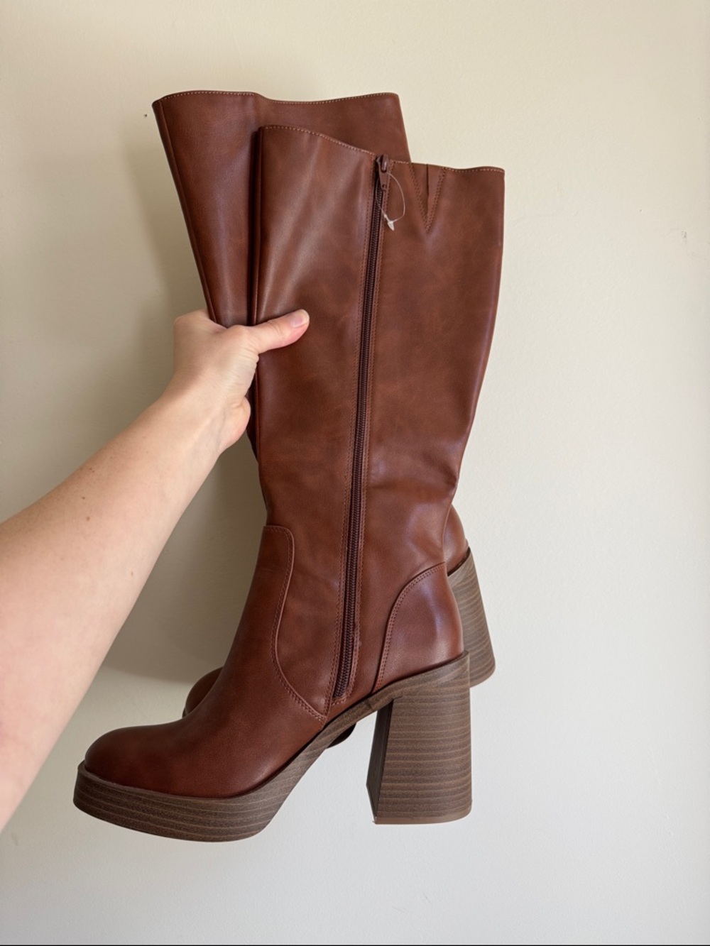Women's Jora Tall Platform Boots - Universal Thread™ Cognac 8